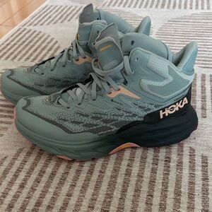 Hoka Teal and Peach High-Top Sneakers